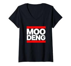 Damen Moo Deng | Pygmäen Baby-Flusspferd Mu deng Hip Hop Team T-Shirt mit V-Ausschnitt von Sprüche Designs - Für Spaß, Unterhaltung & Fun