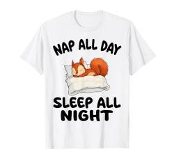 Süßes Eichhörnchen Nickerchen den ganzen Tag Schlaf die ganze Nacht Pyjama Nachthemd T-Shirt von Squirrel Pajamas & Nightgown .Co