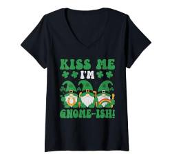 Damen Kiss Me Im Gnome-ish | St Patricks Day T-Shirt mit V-Ausschnitt von St. Patrick's Day Clothing & Gifts Saint Patricks