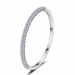 StarGems® Volleinlage Minimalismus 2,6cttw Moissanit 925 Sterling Silber Platin beschichtetes nicht verstellbares Armreif für Frauen 163mm BX004 von StarGems