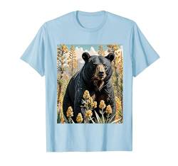Schwarzer Bär umgeben von Yucca-Blume New Mexico 4 T-Shirt von State Mammals Flowers and Bird Gifts & Tees taiche