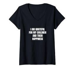 Damen Ich bin dankbar für meine Kinder und ihr Glück T-Shirt mit V-Ausschnitt von Statement Blend