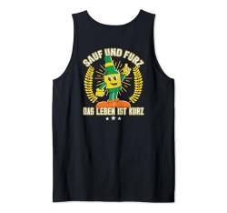 "Sauf und furz das Leben ist kurz" - Lustiges Bier Spruch Tank Top von Statement & Witzige Bier Sprüche & Geschenke