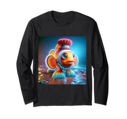 Fantastischer süßer Clown Wacky Fish Langarmshirt von Steampunk Cool Vintage Creations