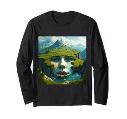 Fantasy-Wiesenblumen mit süßem Gesicht Langarmshirt von Steampunk Cool Vintage Creations