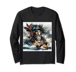 Fantasy-süßes Piraten-Seeschiff Langarmshirt von Steampunk Cool Vintage Creations