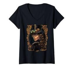 Damen Mechanischer Damen Steampunk T-Shirt mit V-Ausschnitt von Steampunk accessories and steampunk costume