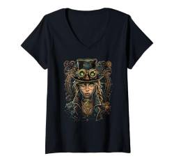 Damen Mechanischer Damen Steampunk T-Shirt mit V-Ausschnitt von Steampunk accessories and steampunk costume