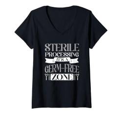 Damen Techniker für sterile Verarbeitung T-Shirt mit V-Ausschnitt von Sterile Processing Week