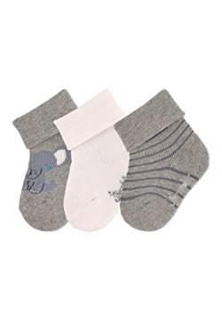 Sterntaler Baby Jungen Baby Socken Söckchen 3er-Pack Elefant Strümpfe - Socken Baby - mit Elefant Motiv, uni und Ringel - hellgrau meliert, 14 von Sterntaler