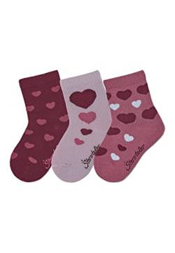 Sterntaler Baby Mädchen Baby Socken Söckchen 3er-Pack Herzen Strümpfe - Socken Baby, Babysöckchen - mit Herzen Motiv - pink, 30 von Sterntaler