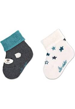 Sterntaler Baby Unisex Baby Socken Baby-Söckchen Doppelpack Eisbär Elia - Socken Baby, Babysöckchen - anthrazit meliert, 15/16 von Sterntaler