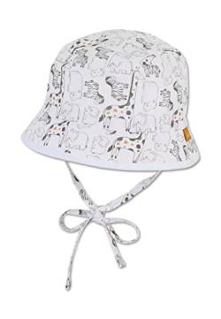 Sterntaler Baby Unisex Hut Baby Wende Fischerhut Safari Tiere - Baby Hut, Kopfbedeckung Baby Sommer, Sommerhut Baby - weiß, 49 von Sterntaler