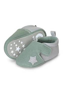 Sterntaler Baby Unisex Krabbelschuhe Baby Babykrabbelschuh - Krabbelschuhe Baby, Baby Schuhe, Krabbel Schuhe - mit Gummisohle - grün, 17/18 von Sterntaler