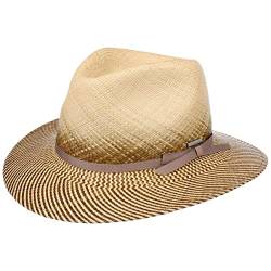 Stetson Striped Brim Panamahut Sommerhut Sonnenhut Strandhut Panamastrohhut Damen/Herren - Made in Ecuador mit Ripsband Sommer Frühling-Sommer - L (58-59 cm) Natur-braun von Stetson