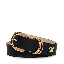 Steve Madden Damen Schwarzer Multi-D-Ring-Logo Gürtel, 2X von Steve Madden