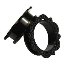 Stfery Ohr Plug 26mm, 2 Pcs Tunnel Set Chirurgenstahl Schwarz Hohl Blume Muster Tunnel Plug Ohr von Stfery