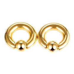 Stfery Ohrringe Plugs Damen 3mm, 2 Stk Flesh Tunnel Edelstahl Gold Ohrringe Plugs Männer Reifen Mit Runder Kugel von Stfery