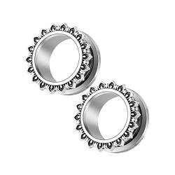 Stfery Ohrringe Plugs Männer 12mm, 2 Stk Flesh Tunnel Edelstahl Silber Damen Plug Ohr Sonnenblumenform von Stfery