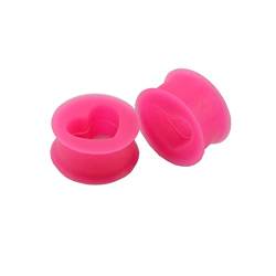 Stfery Plug Ohrringe Damen 12mm, 2 Stk Tunnel Piercing Silikon Rosa Ohr Flesh Tunnel Herzform von Stfery