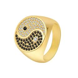Stfery Titanring Mann, 20mm Ring Gold Yin Yang Verlobungsringe Herren von Stfery