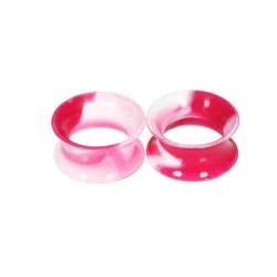 Stfery Tunnel Plug Ohr 12mm, 2 Pcs Tunnel Plug Silikon Rot Weiß Rot Und Weiß Reifen Ohr Plug Flesh Tunnel von Stfery