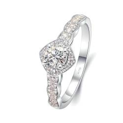 Stfery Weißgold 750 Ring Verlobungsring Ring für Frauen 0.4ct Rund Moissanit Hochzeitsring Damen von Stfery