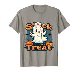 Stick Or Treat Lustiger Geist Stillen Halloween Kostüme Frauen T-Shirt von Stick Or Treat Ghost Nurse Halloween Nursing tees