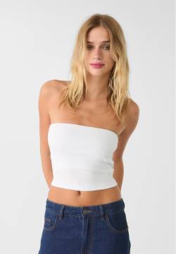 Stradivarius Basic-Bandeau-Top  Weiß M von Stradivarius