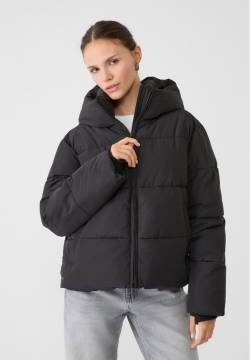 Stradivarius Basic-Steppjacke mit Kapuze  Schwarz M von Stradivarius