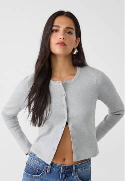 Stradivarius Cardigan mit Knöpfen  Grau Melange L von Stradivarius