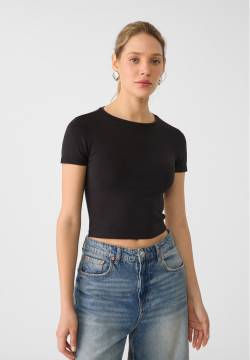 Stradivarius Cropped T-Shirt aus Baumwolle  Schwarz XL von Stradivarius