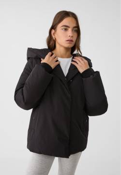 Stradivarius Oversize-Steppjacke mit Kapuze  Schwarz XS von Stradivarius