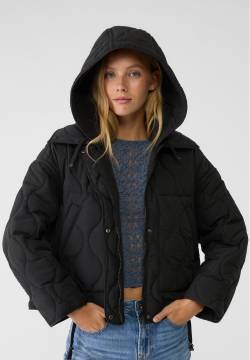 Stradivarius Steppjacke mit Kapuze  Schwarz L von Stradivarius