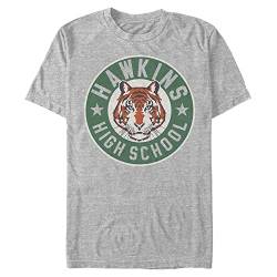 Netflix Herren Hawkins High Tiger Emblem Kurzarm-t-shirt, Athletisch Heather, XXL von Stranger Things