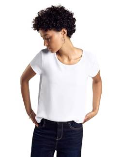 STREET ONE Damen A321755 Materialmix-T-Shirt, White, 48 von Street One