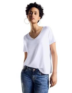 STREET ONE Damen A321616 T-Shirt In Leinenoptik, Weiß, 36 EU von Street One