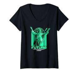 Damen Zukunft - Kühne urbane Graffiti-Ästhetik T-Shirt mit V-Ausschnitt von Street Style Collective