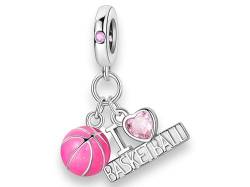 Streetculture Ich Liebe Sport Basketball Ball Trikot - Charm 925 Silber Bettelarmband Anhänger Schmuck Geschenk Sterlingsilber von Streetculture