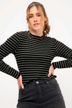 Große Größen Rippshirt, Damen, schwarz, Größe: 46/48, Polyester/Viskose, Studio Untold von Studio Untold