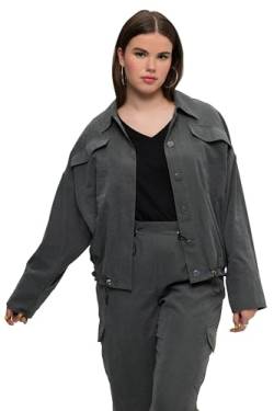 Studio Untold Damen große Größen Übergrößen Plus Size Cargo-Hemd, Shaket, oversized, Hemdkragen, Brusttaschen, Langarm graugrün 50+ 828710107-50+ von Studio Untold