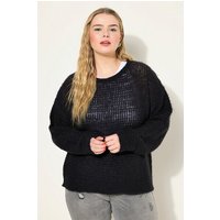 Studio Untold Strickpullover Pullover Boxy Shape Lochstrick Rundhals Langarm von Studio Untold