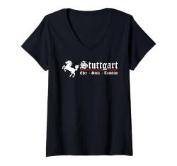 Damen Stuttgarter Ultras Tshirt Herren Damen Stuttgart Stuggi T-Shirt mit V-Ausschnitt von Stuttgart Ultras Geschenk Männer Frauen Schwaben