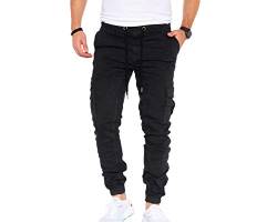 Styleko Cargohose Herren Cargohose aus Baumwolle Outdoorhose männer verwaschen Cargohose Chino Hose Sporthose Freizeithose Jogging treckking Casual Hose |6 Taschen 8001 (Black, 36) von Styleko