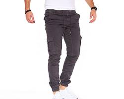 Styleko Herren Hosen Cargohose Herren Casual Slim Fit Cargohose aus Baumwolle Outdoorhose männer Chino Hose Freizeithose Jogging treckking Hose Sporthose|6 Taschen 8002 (Antracite- Elasten, 30) von Styleko