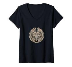 Damen Art-Deco-Design mit geschwungenen Mustern und Symmetrie T-Shirt mit V-Ausschnitt von Stylishlux