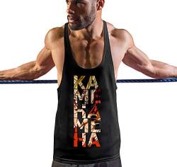 Stylotex Stringer Fitness Tank Top Kamehameha Herren Gym Tshirts für Performance beim Training | Männer ärmellos | Funktionelle Sport Bekleidung, Farbe:schwarz, Größe:L von Stylotex