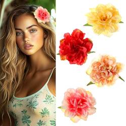 4 Stücke Blumen Haarspange, Bunte Haarspange Blume Hawaii Flower Hair Clip Haarnadeln Haarschmuck Damen für Frauen Party Haarstyling Haarnadeln Hochzeit Haar Accessoire von Styquenzer