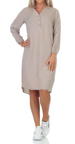 Sublevel Damen Viskose Midi Kleid LSL-481 Knielang mit 3/4-Ärmeln String Beige S von Sublevel