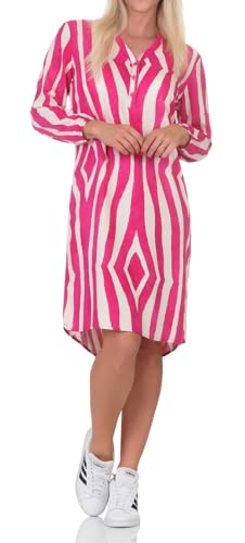 Sublevel Damen Viskose Midi Kleid mit Alloverprint LSL-480 Damenkleid Knielang Pink-Beige S von Sublevel